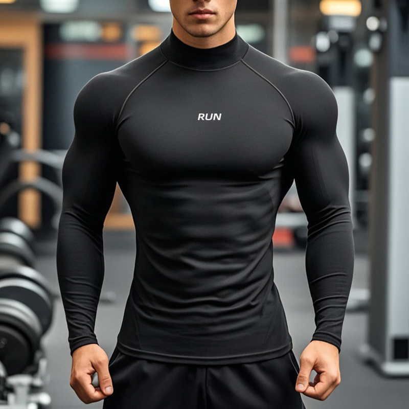 T Shirt Tight Fit - Męskie koszulki do biegania z golfem,