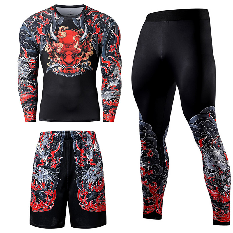 Compression Long Pant - 2/3-częściowy męski zestaw do jiu-jitsu: kompresyjny