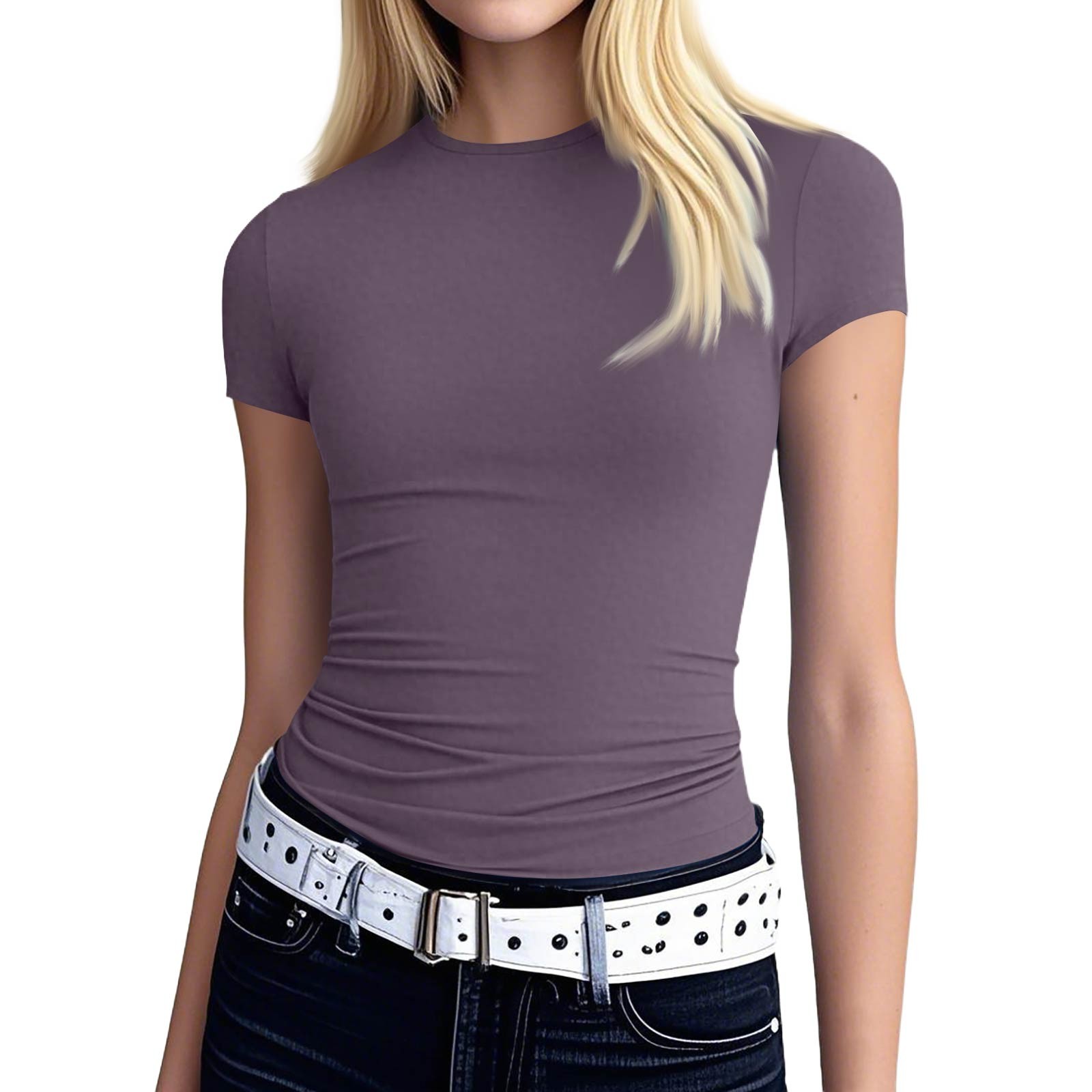 T Shirt Tight Fit - Kobiety Sexy Slim Fit Tops Short