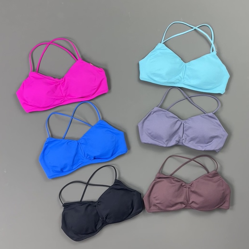 Suspender Tank Top - HISTELLO Damski sportowy biustonosz z marszczeniami