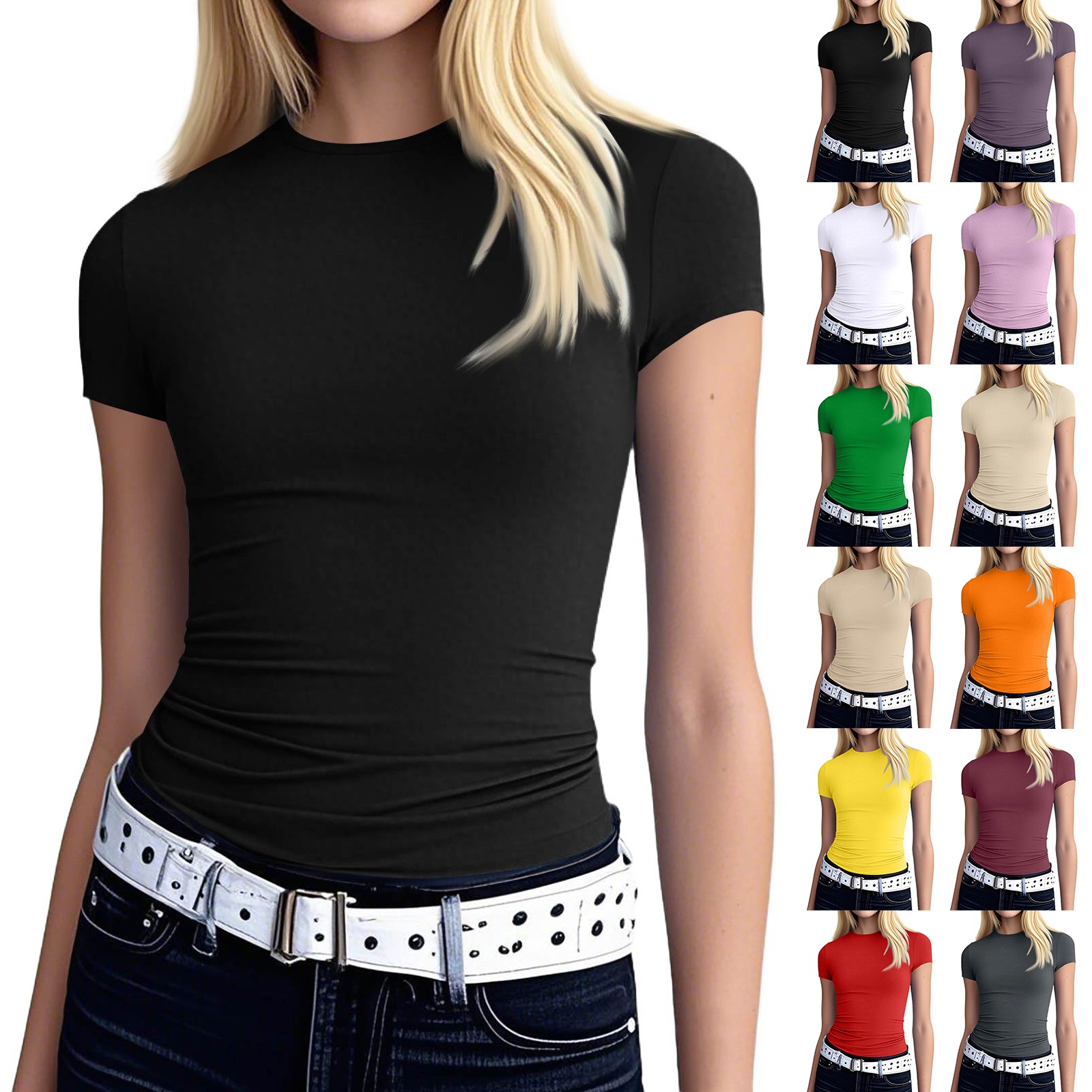 Kobiety Sexy Slim Fit Tops Sho – T Shirt Tight Fit recenzja i cena